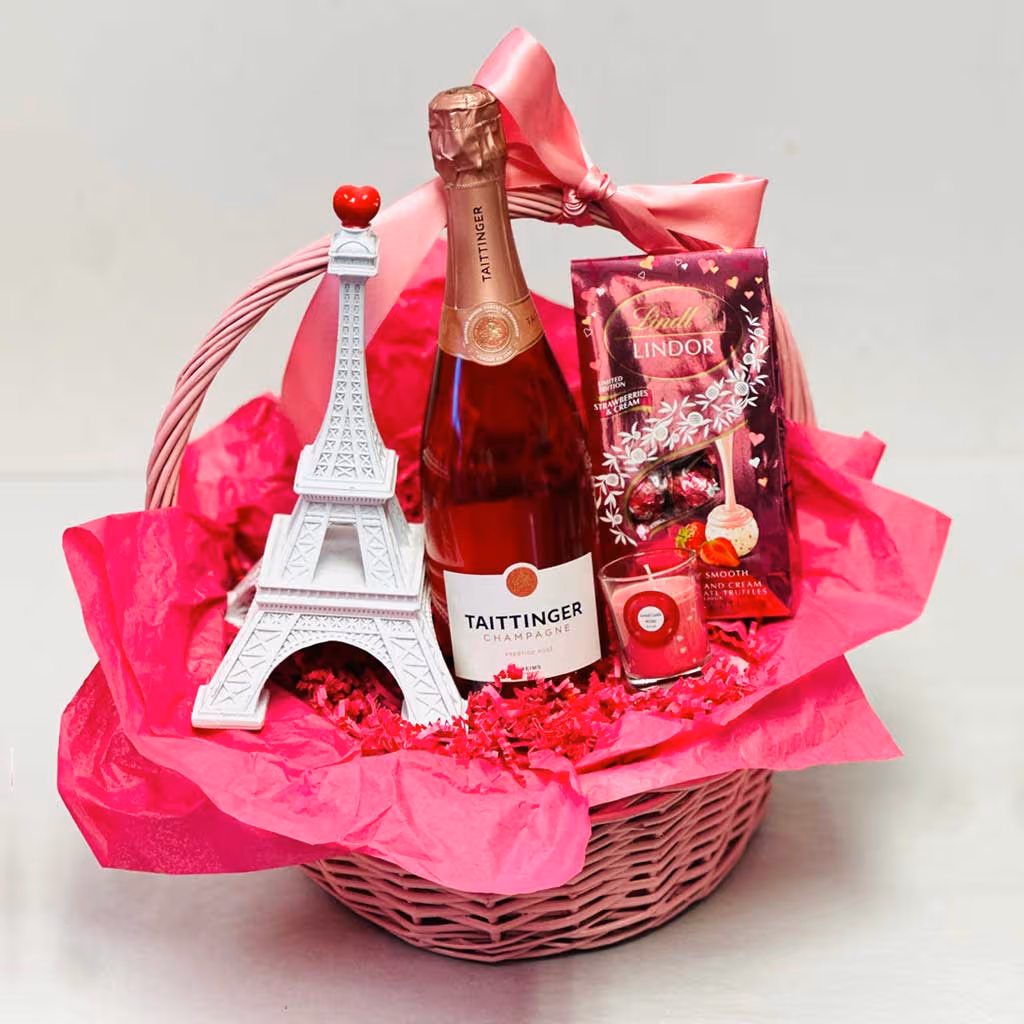 Taittinger Prestige Rose Champagne Pink Gift Basket
