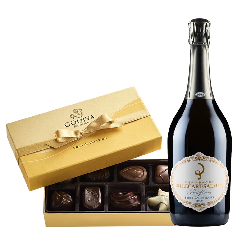 Billecart Salmon Louis Champagne with Godiva Chocolate Box