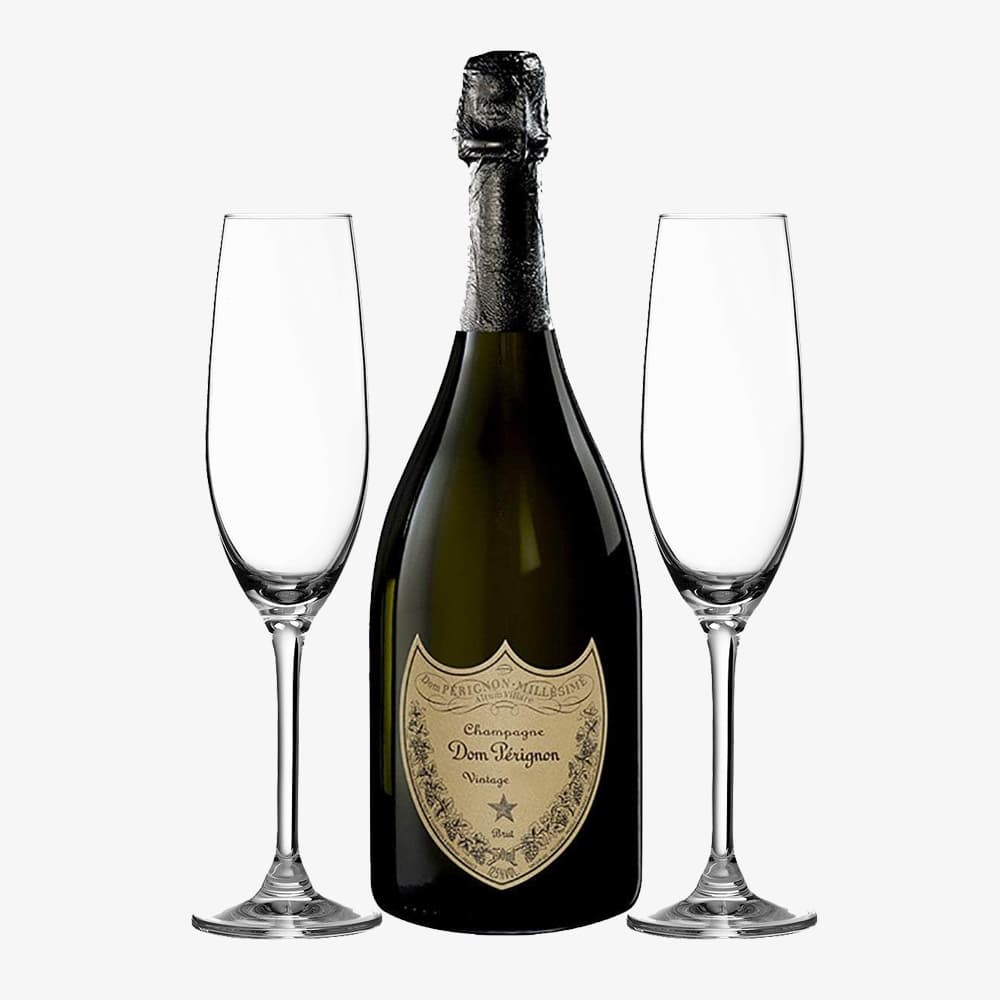 Dom Perignon Brut Champagne and Flutes Gift Set