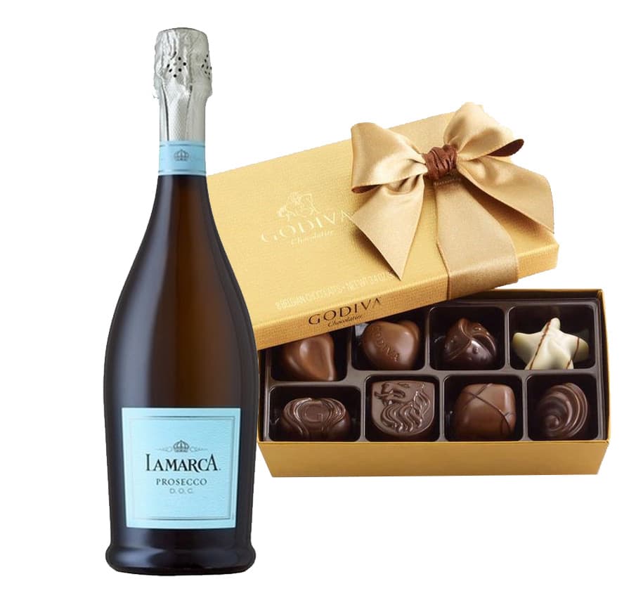 La Marca Prosecco and Godiva Chocolate 8pc Gift Set