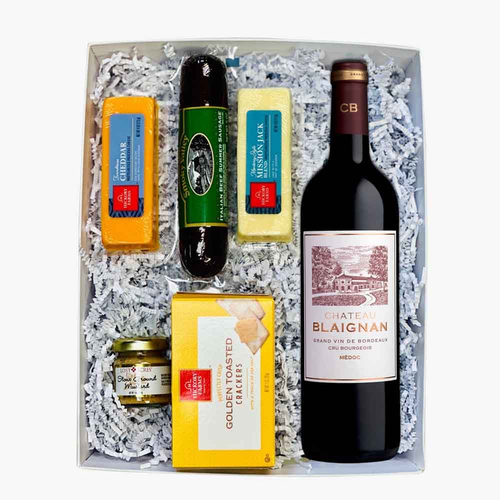 Chateau Blaignan Medoc French Red Wine with Cheese Gift Box