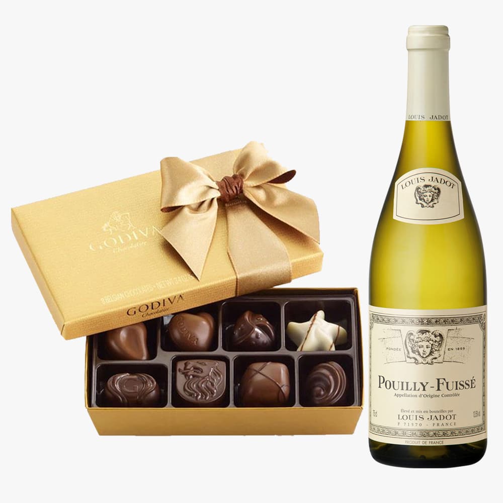 Louis Jadot Pouilly Fuisse French Wine and Godiva Chocolate Gift Set