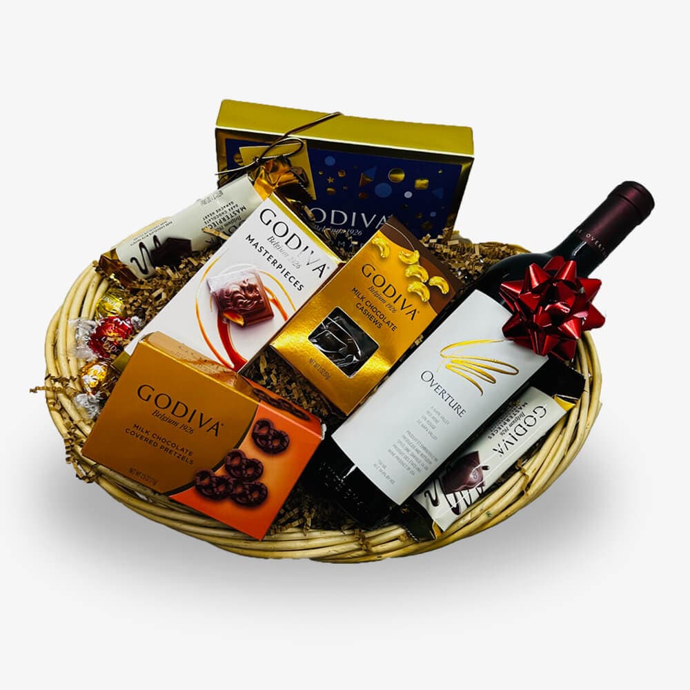 Overture Napa Valley Red Wine and Godiva Gift Basket