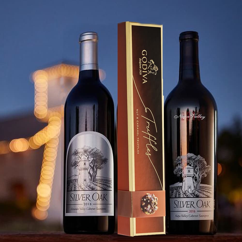 Silver Oak Napa Valley & Alexander Valley Cabernet Sauvignon with Godiva Gift Set