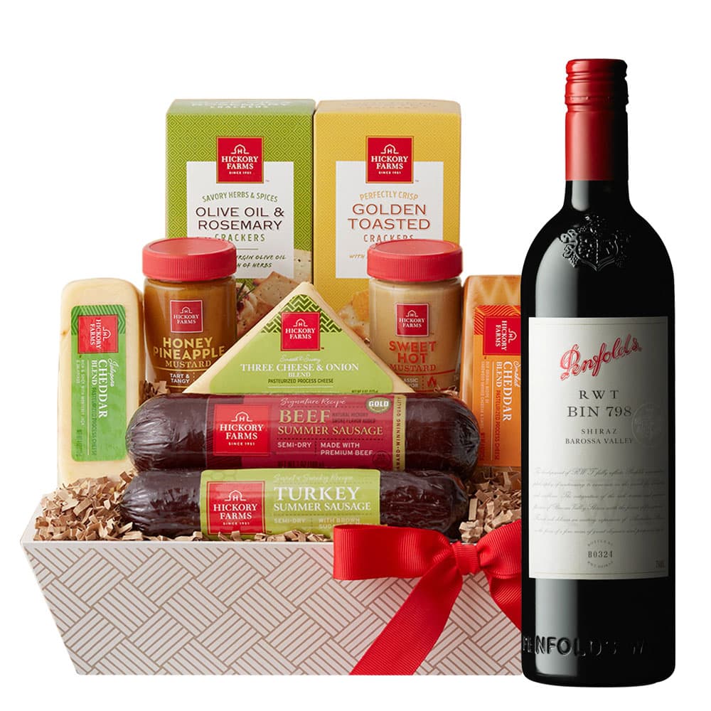 Penfolds RWT Bin 798 Shiraz Australian Red Wine and Cheese Gift Basket