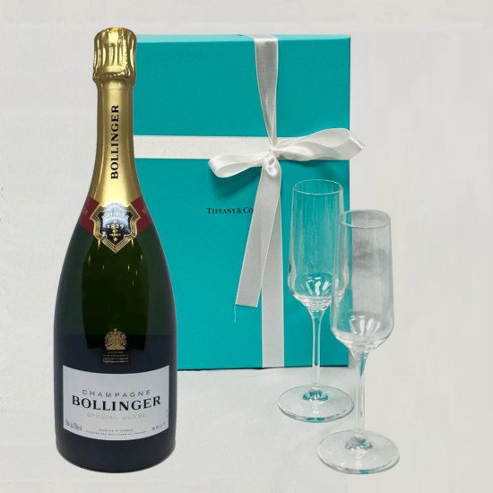 Bollinger Champagne and Tiffany Flutes Gift Set