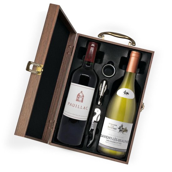 French Red And White Wine Wooden Gift Box