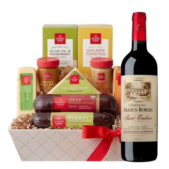 Chateau Francs Bories Saint Emilion Wine With Cheese Gift Basket