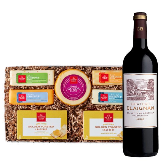  Chateau Blaignan Medoc French Red Wine with Cheese Gift Box