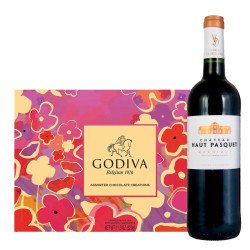 Chateau Haut Pasquet Bordeaux Wine & Godiva 26 PC Gift Set