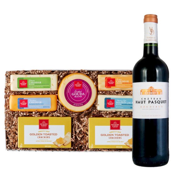 Chateau Haut Pasquet Bordeaux Blanc Wine & Cheese Gift Box
