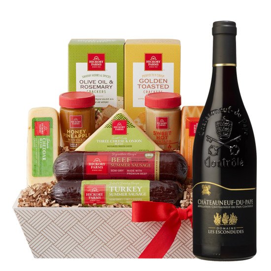 Chateauneuf du Pape Domaine Les Escondudes Red Wine And Cheese Gift Basket