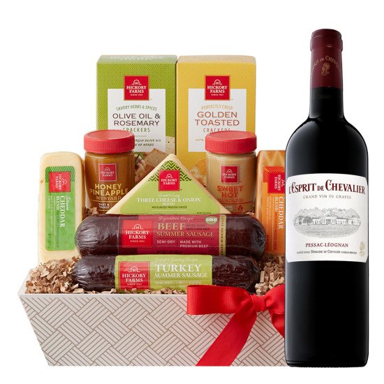 L'Esprit De Chevalier Red Wine And Cheese Gift Basket