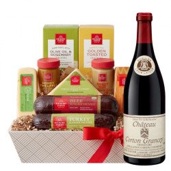 Louis Latour Chateau Corton Grancey Grand Cru Wine & Cheese Gift Basket