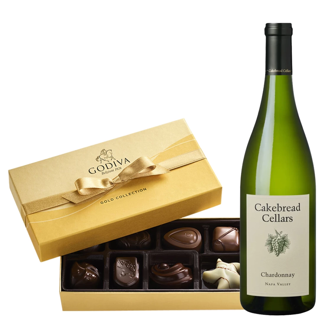 Cakebread Cellars Chardonnay Wine And Godiva 8 PC Chocolate Gift Box