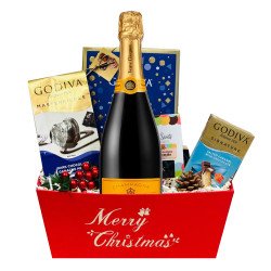 Christmas Gift Basket With Veuve Clicquot Champagne