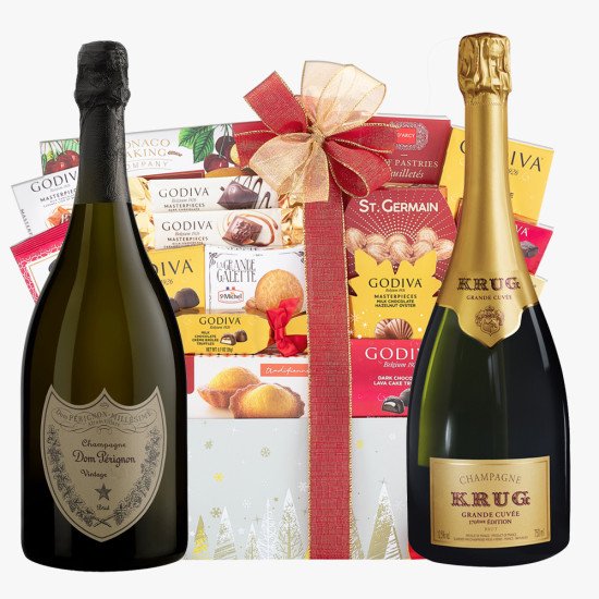 Dom Perignon & Krug Champagne Holiday Gift Basket
