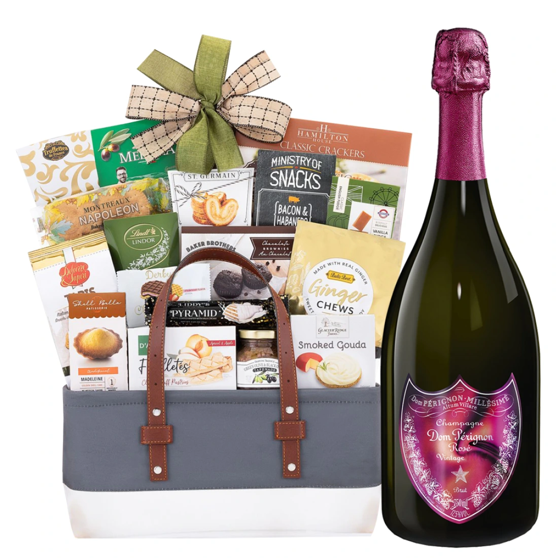 Gourmet Basket with Dom Perignon Lady Gaga Rose