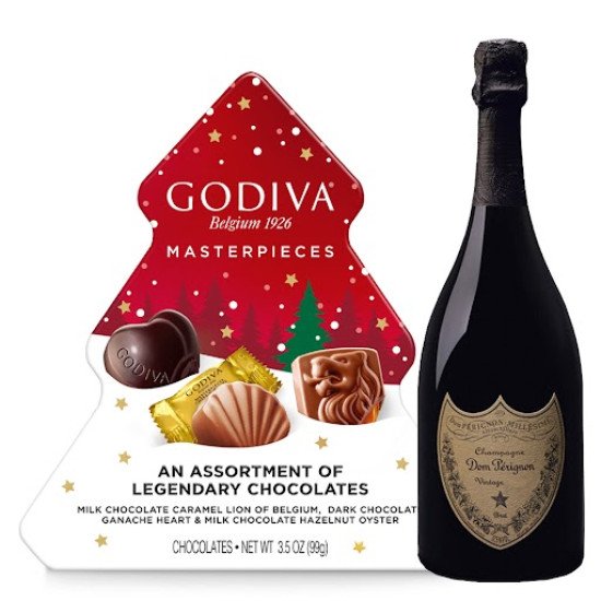 Dom Perignon Champagne with Godiva Chocolate Gift Basket