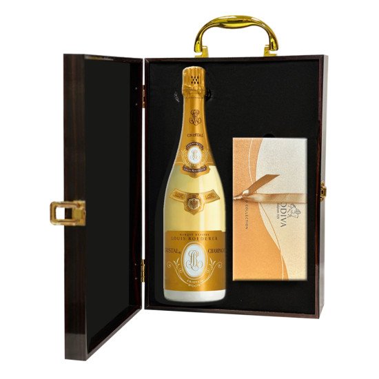 Louis Roederer Cristal Champagne With Godiva 8 Pc Chocolates Box