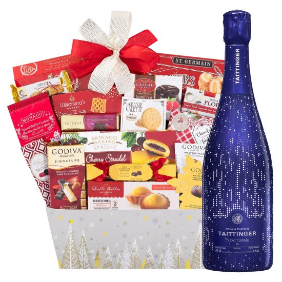 Taittinger Nocturne Sec And Godiva Chocolate Gift Basket