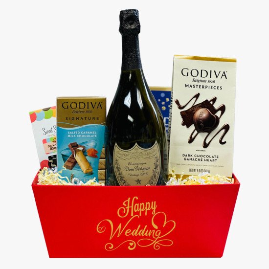 Wedding Gift Basket with Dom Perignon Champagne