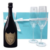 Dom Perignon Champagne Gift Combo. 2 x Dom Perignon Flutes & Bottle Stopper Fizz Saver Bouchon In Dom Perignon authentic Pouch.