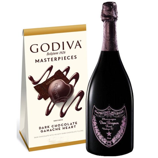 Dom Perignon Rose with Godiva Chocolates Gift Set - Online Price