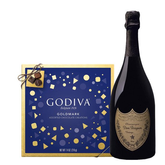 Dom Perignon Vintage Champagne & Godiva Chocolates Gift Set