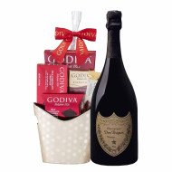 Dom Perignon Champagne with Godiva Chocolate Gift Basket