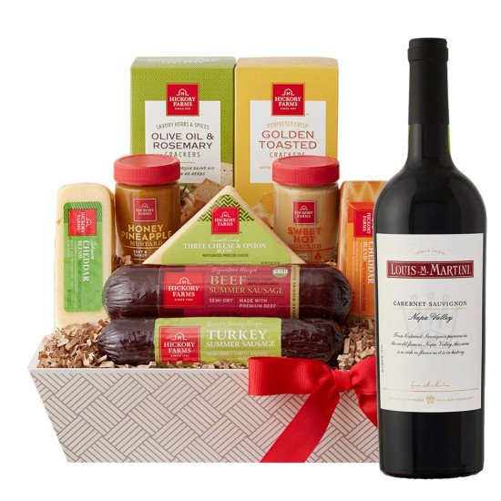 Louis M. Martini Napa Valley Cabernet Sauvignon Wine And Cheese Gift Basket