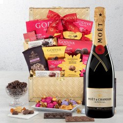 Moët & Chandon Imperial Brut Champagne And Golden Godiva Gift Basket