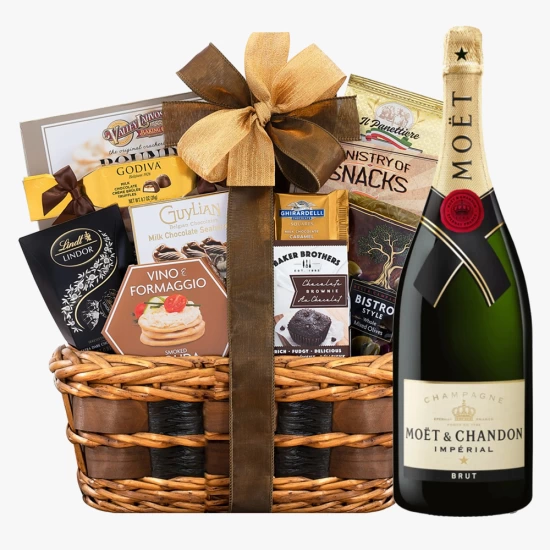 Bon Appetit Gourmet Gift Basket With Moet and Chandon Imperial Brut