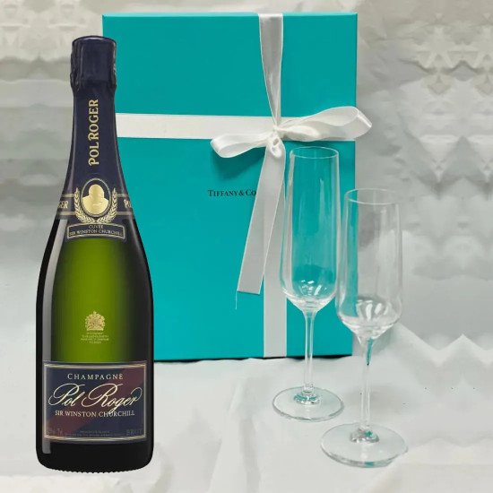 Pol Roger Cuvée Sir Winston Churchill & Tiffany Champagne Flutes Gift Set