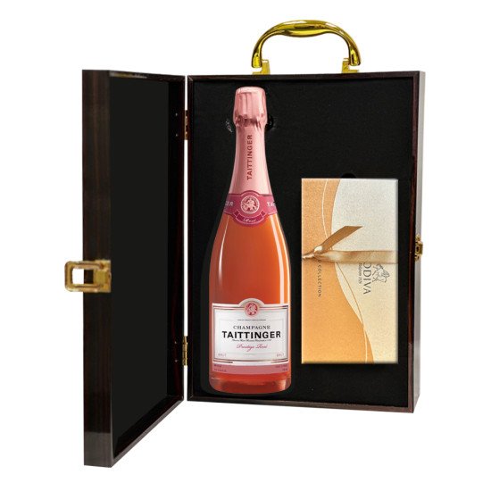 Taittinger Brut Prestige Rose and Godiva 8pc Gift Box