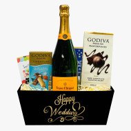 Wedding Gift Basket with Veuve Clicquot Champagne