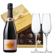 Veuve Clicquot Rose, Godiva Chocolate And Flute Gift Set