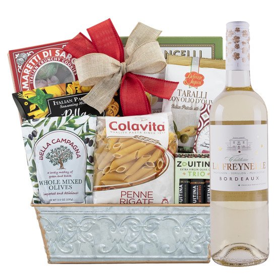 Chateau La Freynelle Bordeaux Blanc Wine And Cheese Gift Basket