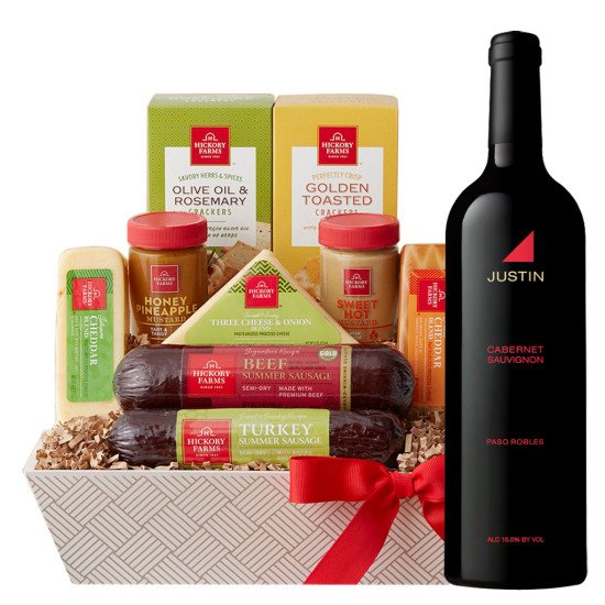 Justin Cabernet Sauvignon Wine And Cheese Gift Basket