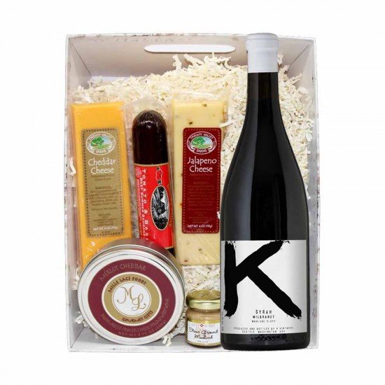 K Vintners Syrah Wine And Gourmet Cheese Gift Basket