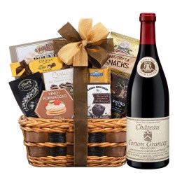 Louis Latour Chateau Corton Grancey Grand Cru French Wine and Bon Appetit Gourmet Gift Basket