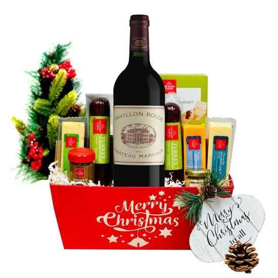 Pavillon Rouge du Chateau Margaux Christmas Wine Gift Basket