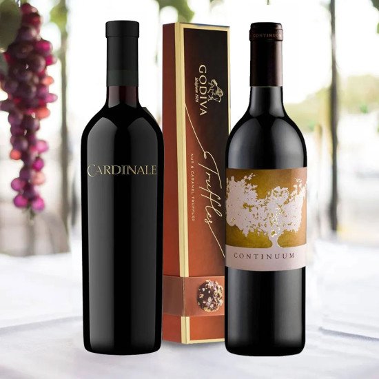 Premium Napa Valley Red Wines (Set of 2) and Godiva Chocolate Box