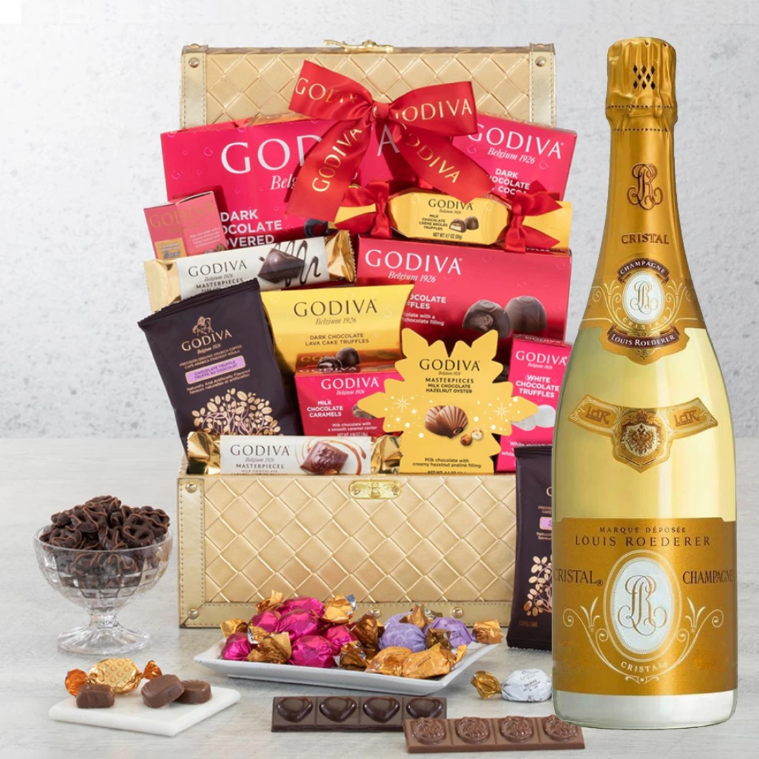 Louis Roederer Cristal Golden Gift Basket