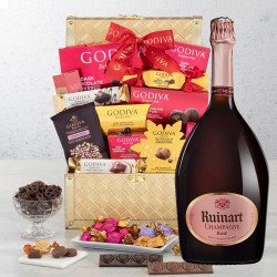 Ruinart Rosé Champagne And Golden Gift Basket