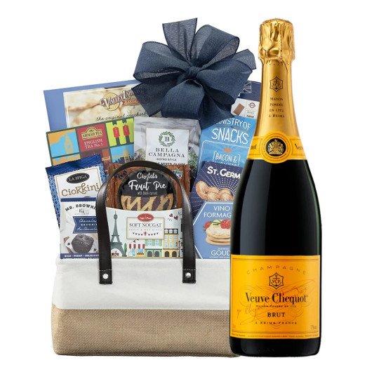 Veuve Clicquot Brut Champagne with The Gourmet Delight Gift Basket