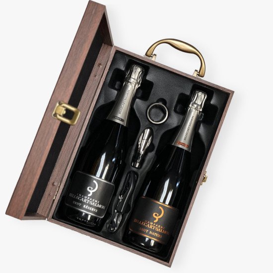 Billecart-Salmon Champagne (Brut Nature + Brut Reserve) Wooden Gift Box