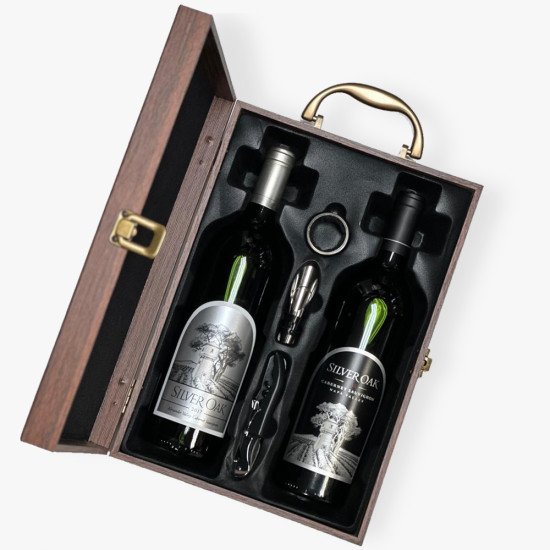 Silver Oak (Napa Valley & Alexander Valley) Cabernet Sauvignon Wine Wooden Gift Box